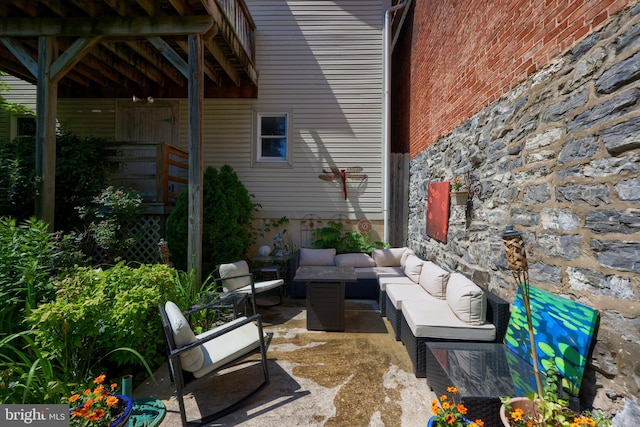 view of patio with an outdoor living space