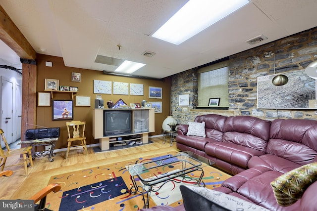 living room with hardwood / wood-style floors