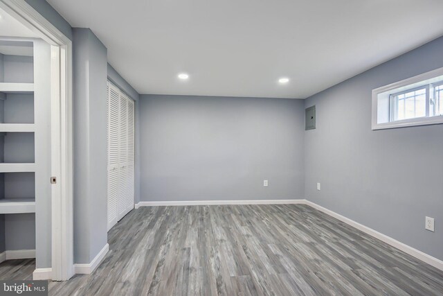 interior space featuring a closet and hardwood / wood-style floors