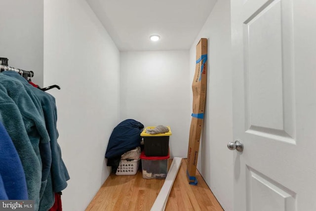 walk in closet featuring light hardwood / wood-style flooring