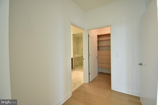 corridor featuring light hardwood / wood-style flooring