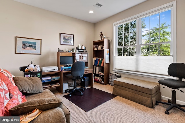 home office with carpet