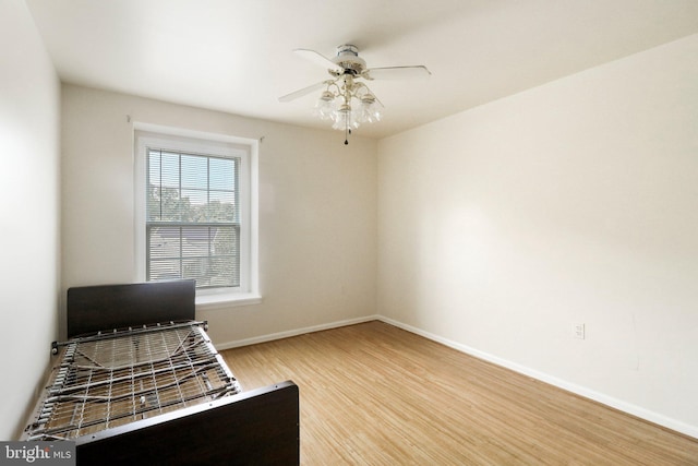 interior space featuring ceiling fan and light hardwood / wood-style flooring