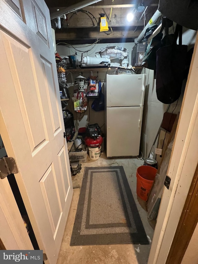 interior space featuring white fridge