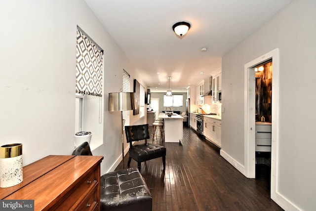 hall featuring dark hardwood / wood-style flooring