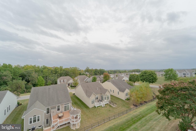 aerial view with a residential view