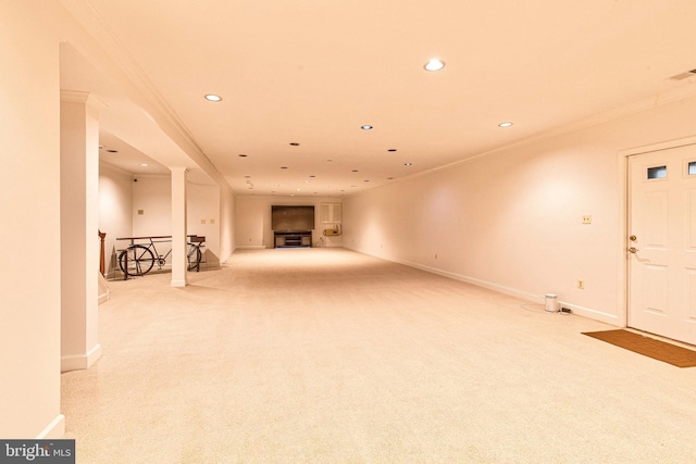 interior space featuring crown molding