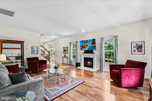 living room with wood-type flooring