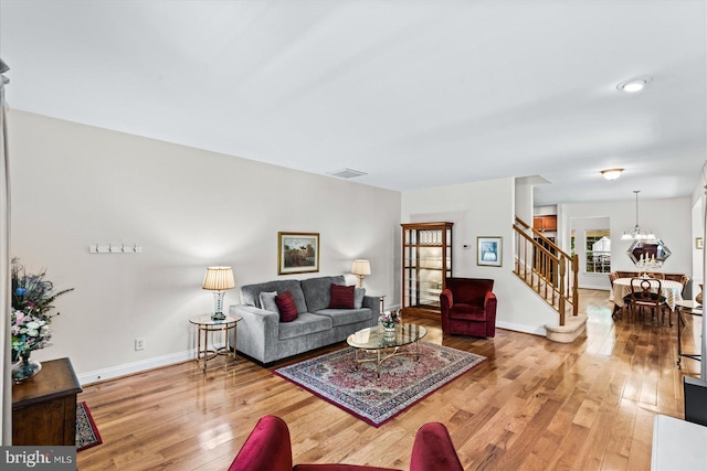 living room with wood-type flooring