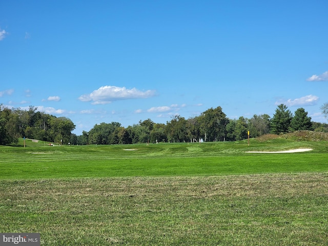 view of property's community with a lawn