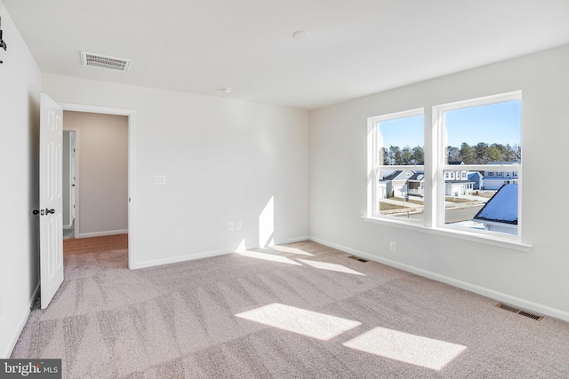 spare room featuring light carpet