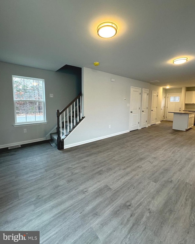 unfurnished living room featuring hardwood / wood-style floors