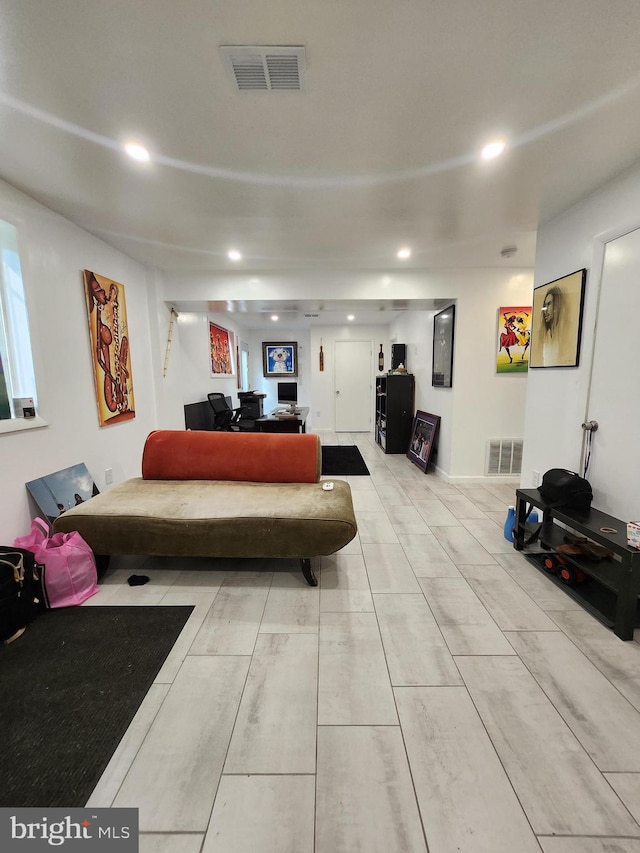 interior space with light hardwood / wood-style floors