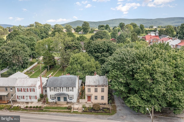 bird's eye view with a mountain view