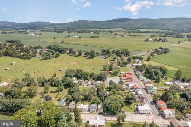 birds eye view of property featuring a mountain view