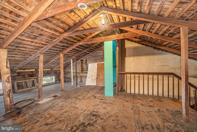 view of unfinished attic