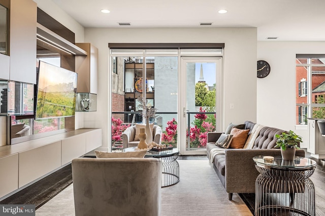 interior space with light hardwood / wood-style floors