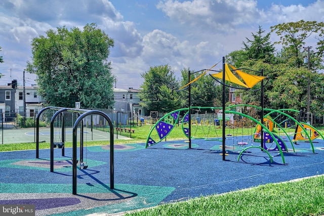 view of play area with basketball hoop