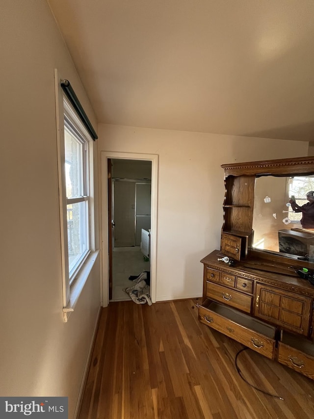 hall featuring dark hardwood / wood-style floors