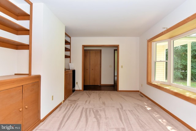 spare room featuring a wealth of natural light and light colored carpet