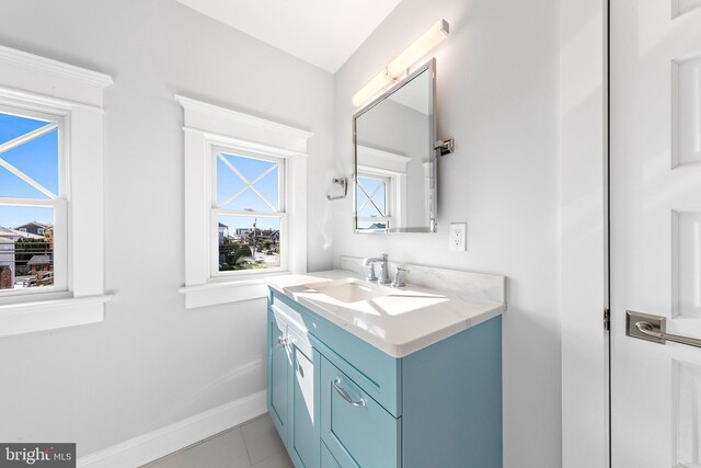 bathroom with vanity and tile patterned floors