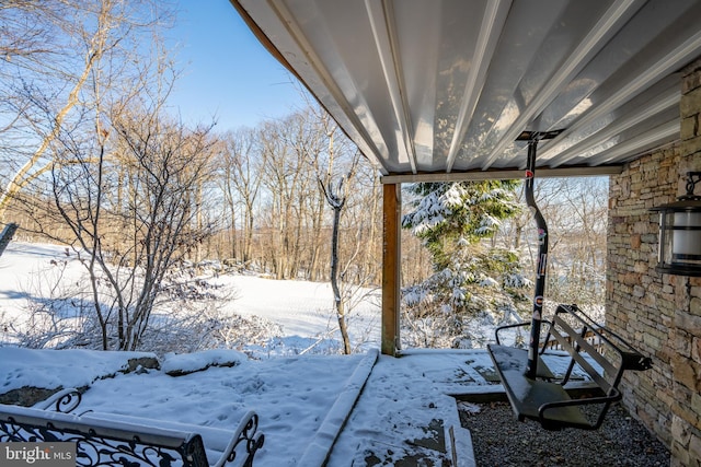 view of yard covered in snow