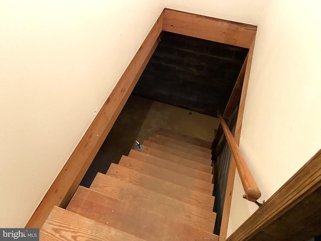 staircase featuring hardwood / wood-style flooring