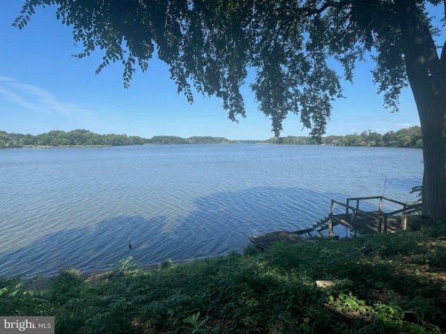 dock area featuring a water view