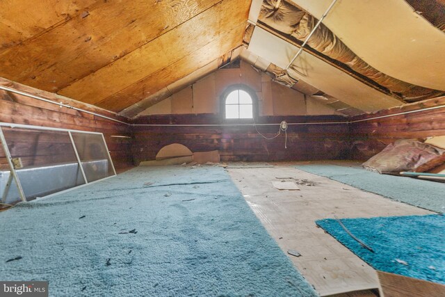 view of unfinished attic