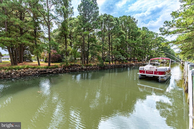 dock area featuring a water view