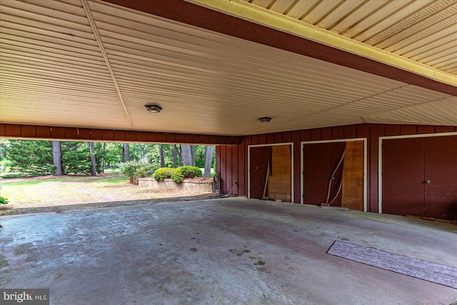 garage with a carport