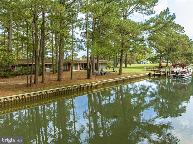 exterior space featuring a water view