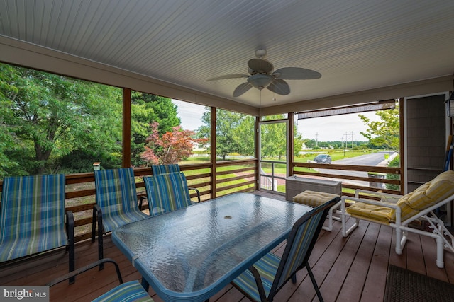 deck featuring ceiling fan