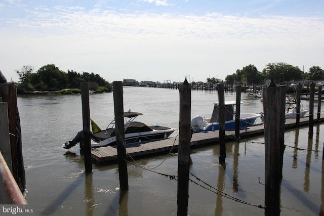 view of dock featuring a water view