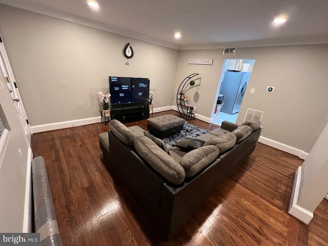 living room with wood-type flooring