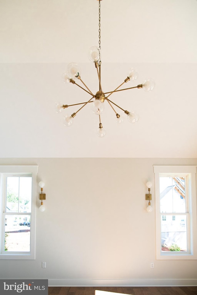 room details with a chandelier