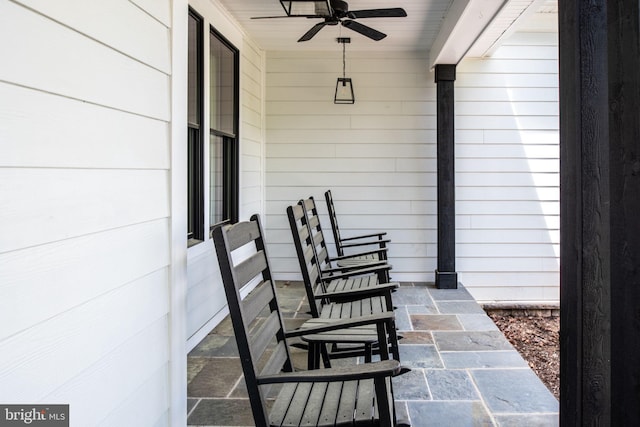 view of patio / terrace featuring ceiling fan