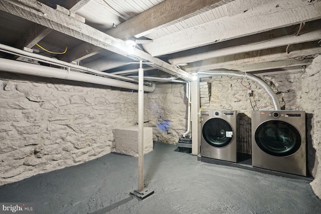 interior space with independent washer and dryer