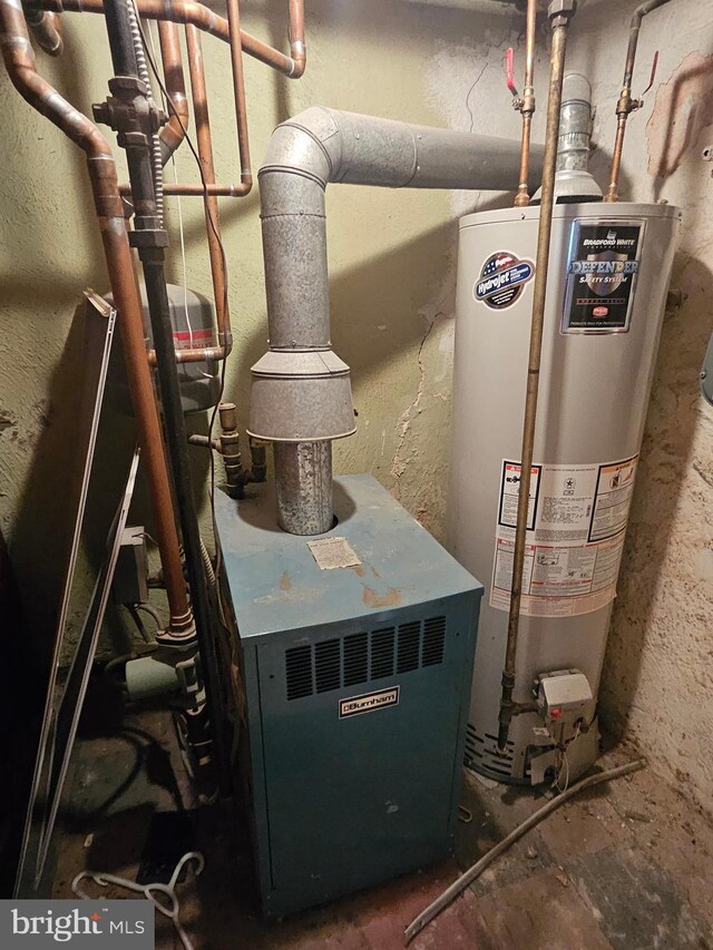 utility room featuring water heater