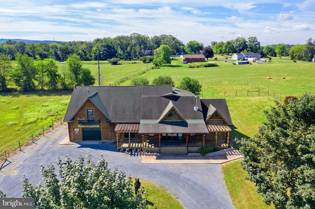 drone / aerial view featuring a rural view