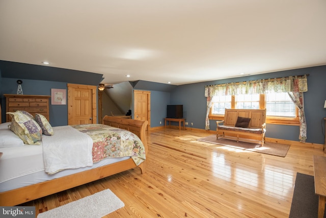 bedroom featuring light hardwood / wood-style floors