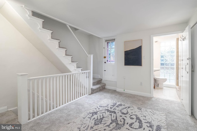 interior space featuring carpet