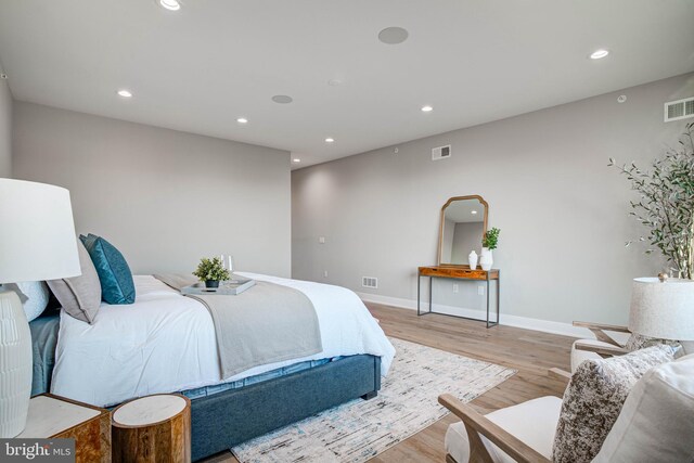 bedroom featuring light wood-type flooring