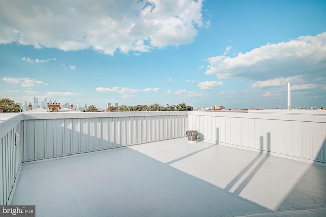 view of patio with a view of city