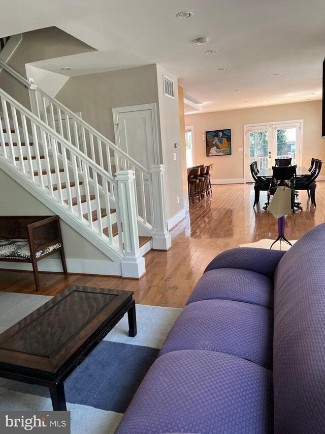 living room featuring wood-type flooring