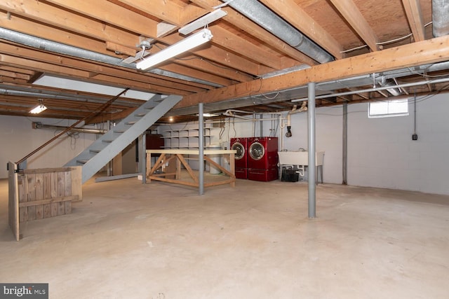 basement featuring sink