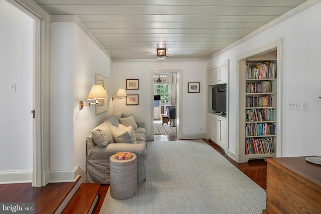 living area with dark wood-type flooring