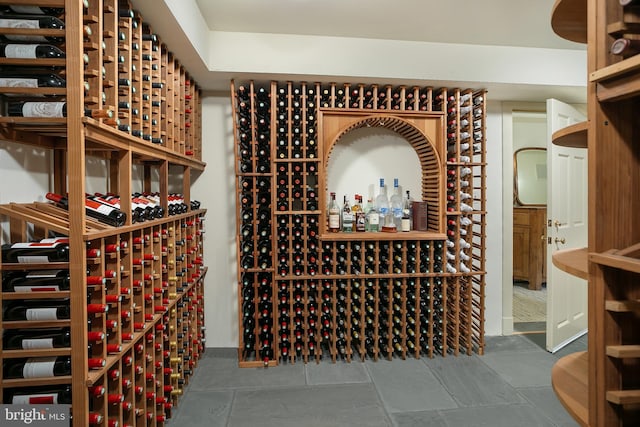 wine area featuring tile patterned flooring