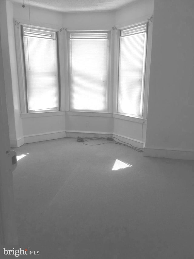 empty room with carpet floors, a textured ceiling, and a healthy amount of sunlight