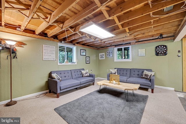 living room featuring carpet